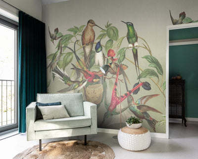Wall Murals with exotic birds, RASCH, 2045461, 265x265 cm RASCH