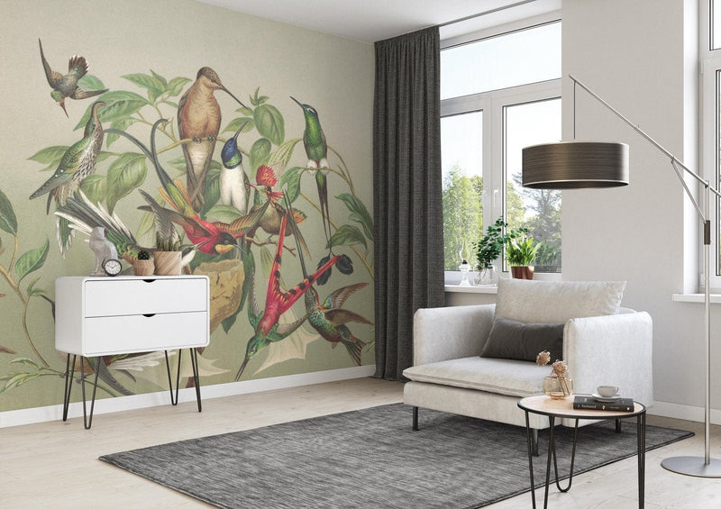 Wall Murals with exotic birds, RASCH, 2045461, 265x265 cm RASCH