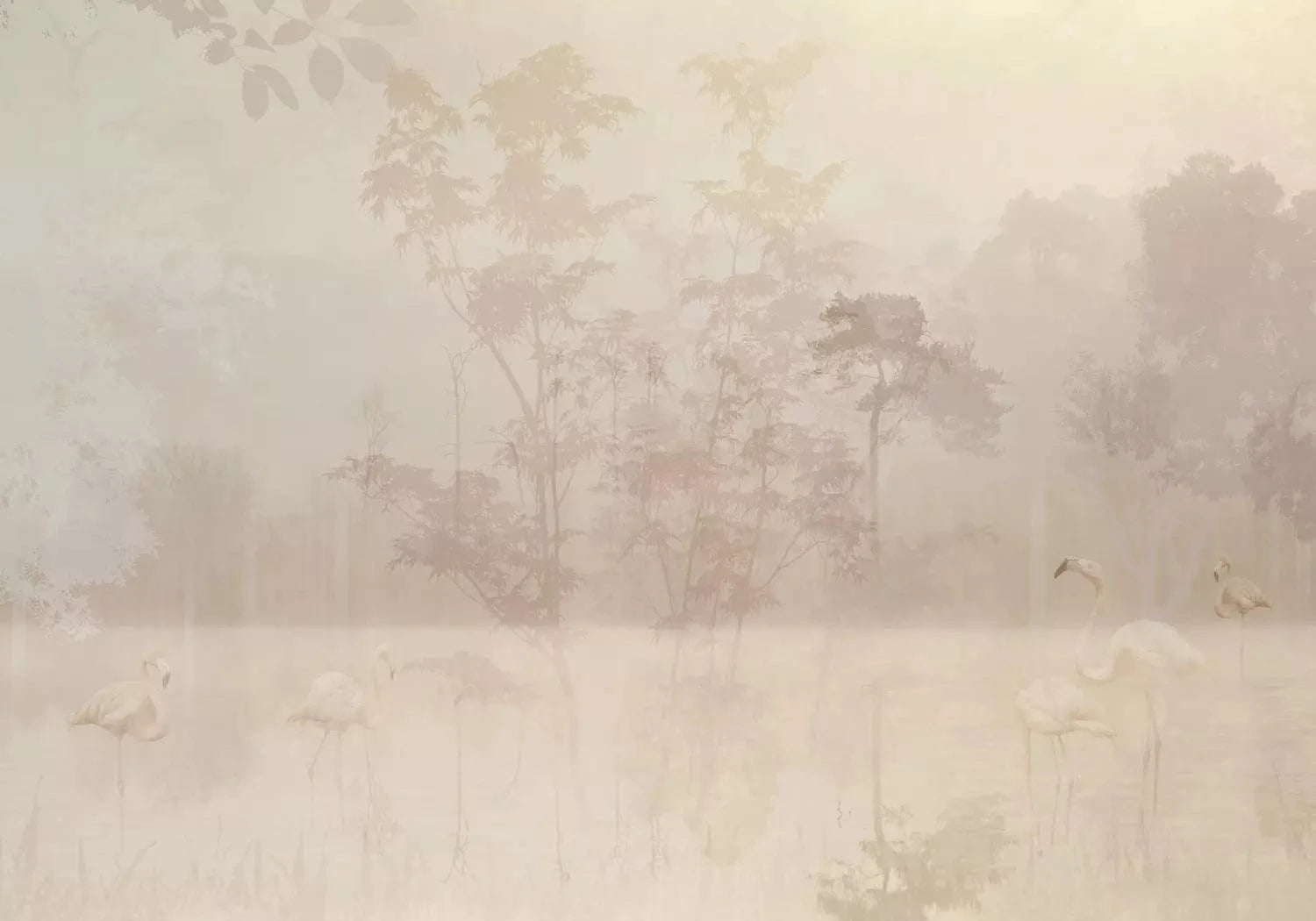 Fototapetes ar flamingo maigos pasteļtoņos - nopirkt viesistabai G-ART