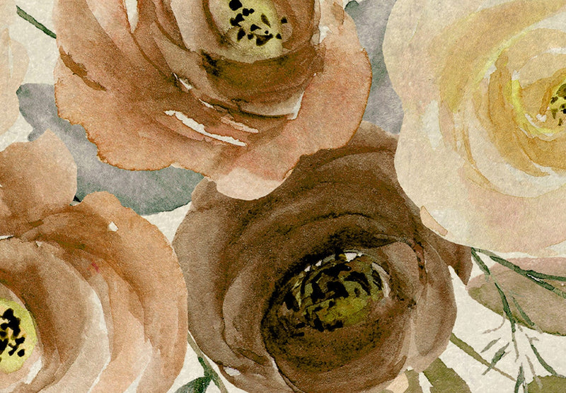 Фотообои с нарисованными розами светло-желтого цвета, 143102 G-ART