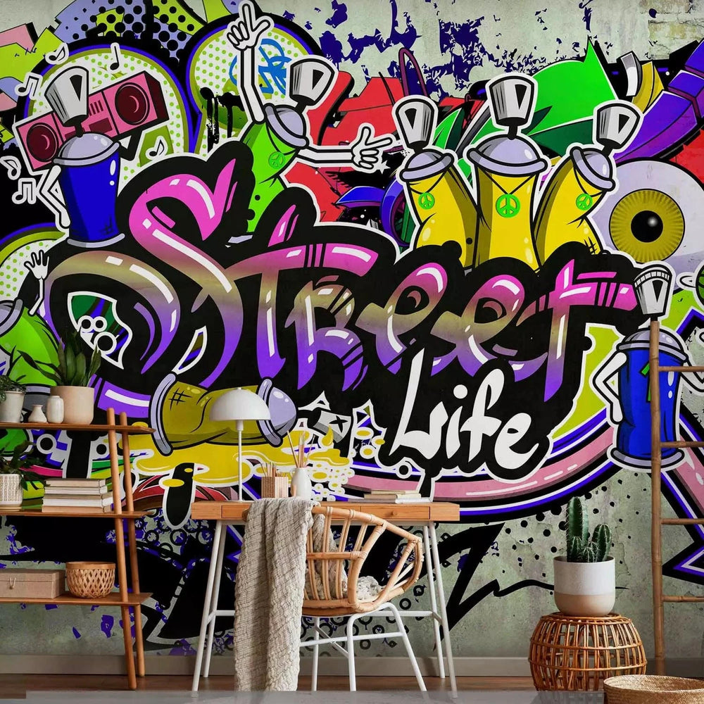Fototapetes ar grafiti - Krāsaina sadarbība, 88011 G-ART