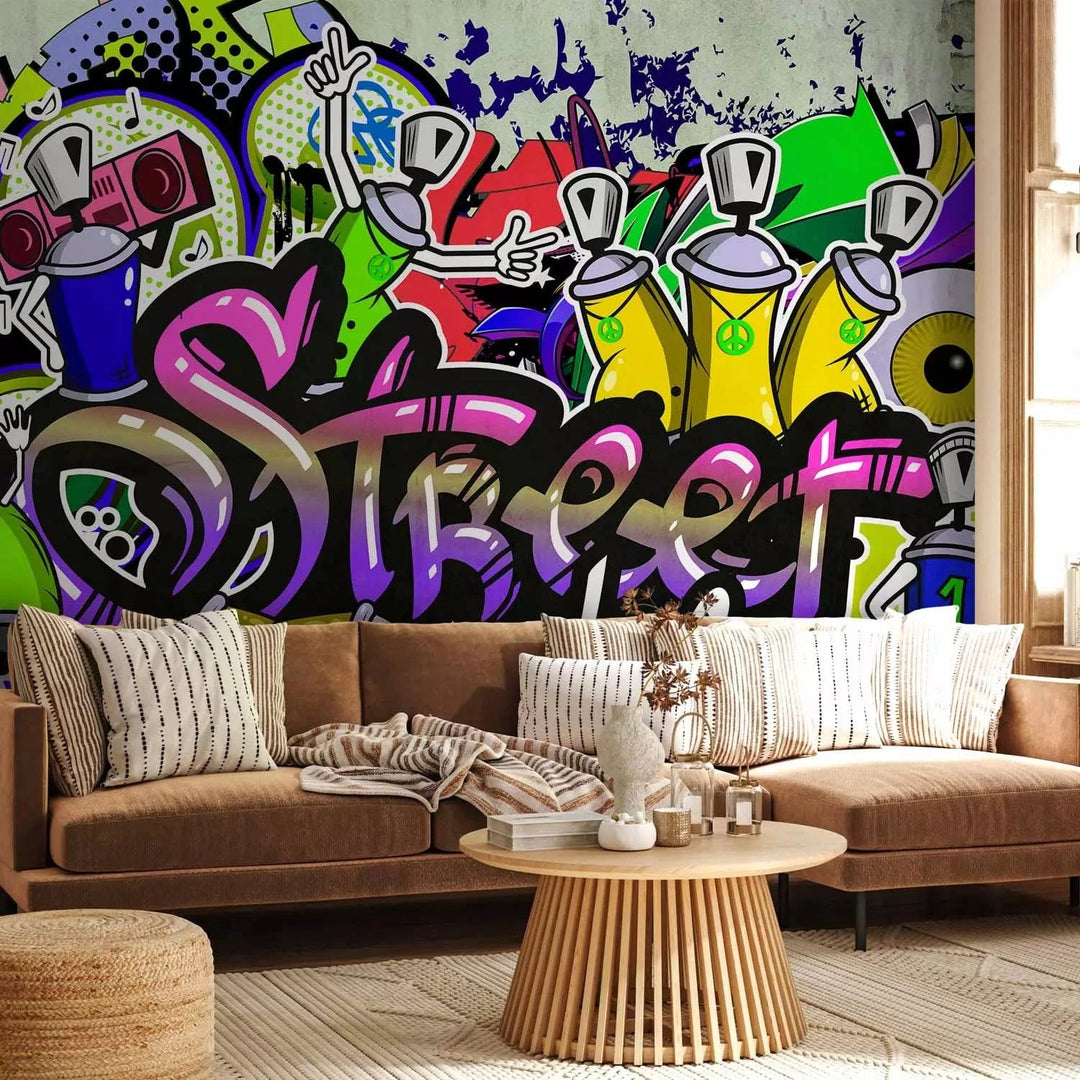 Fototapetes ar grafiti - Krāsaina sadarbība, 88011 G-ART