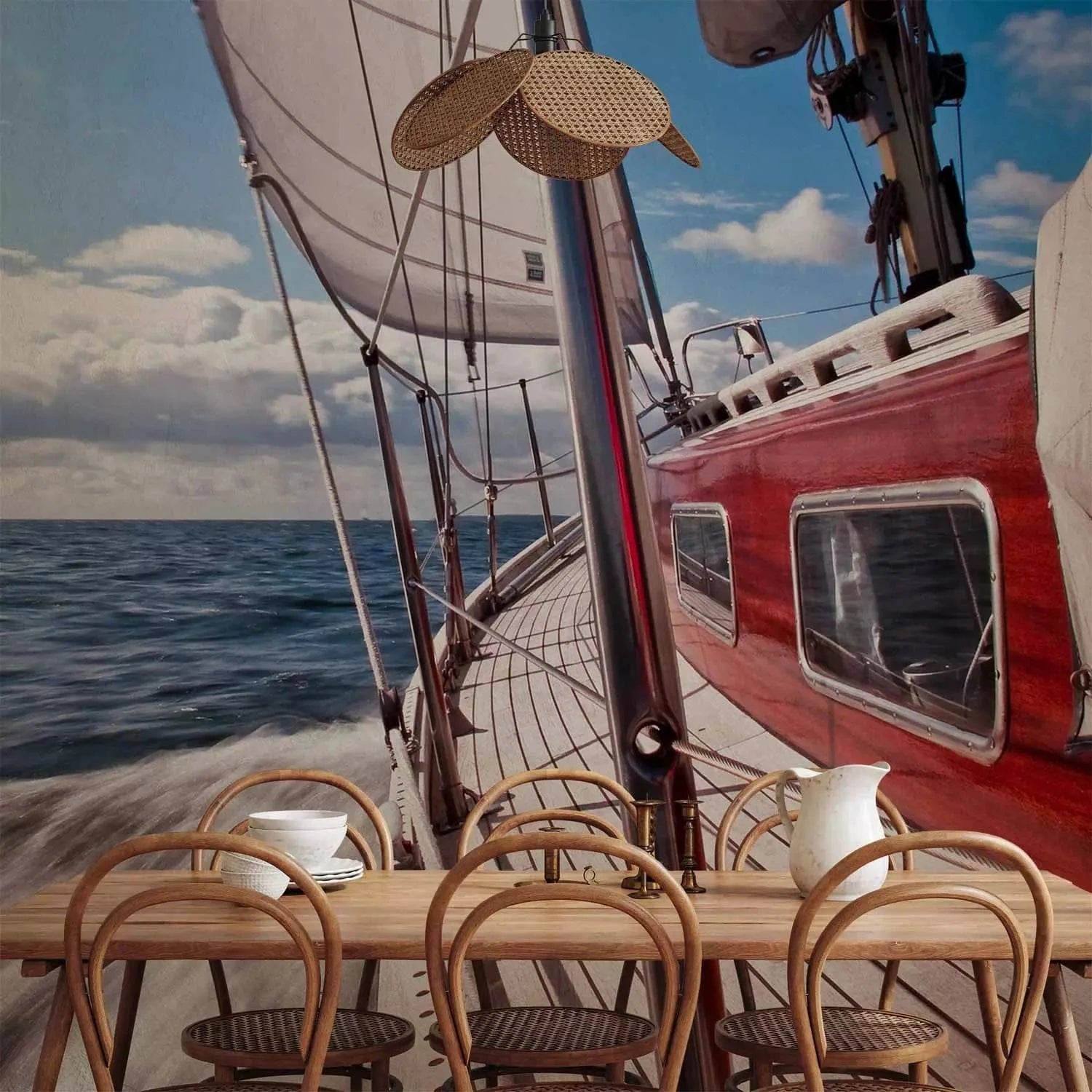 Fototapetes ar jahtu atklātā jūra - uz pasūtījumu G-ART