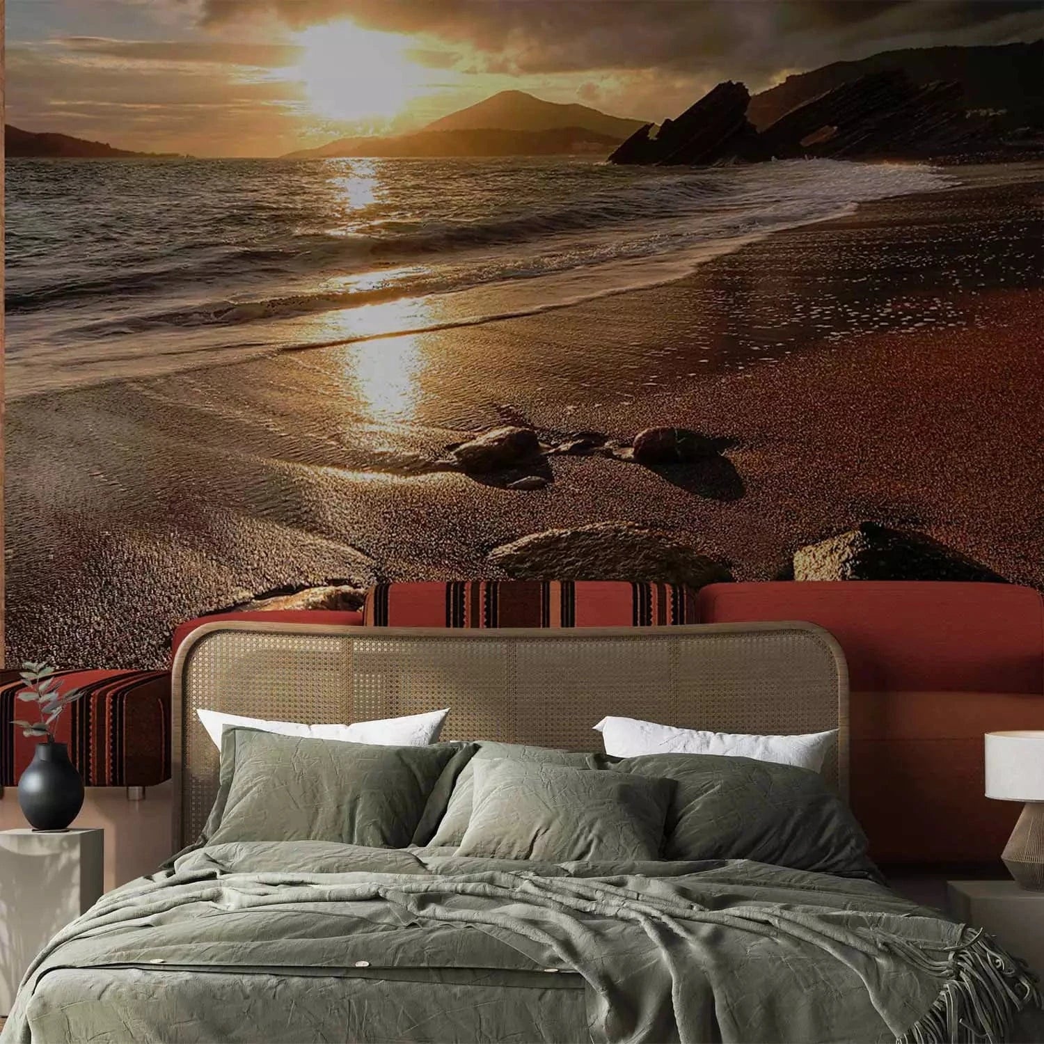 Fototapetes ar jūras skatu - Atpūta pie jūras, oranžā/brūnā G-ART