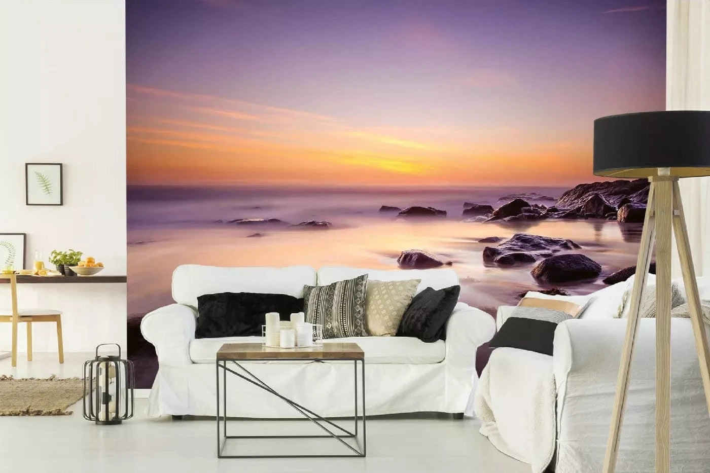 Fototapetes ar jūras skatu - Jūras ainava, saulriets violetos toņos D-ART