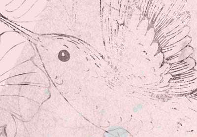 Valokuvatapetti Kolibrit - Kolibrit niityllä (vaaleanpunainen), 142635 G-ART