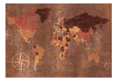 Фотообои с континентами на неоднородном фоне с компасом в углу, 91660 G-ART