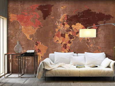 Фотообои с континентами на неоднородном фоне с компасом в углу, 91660 G-ART
