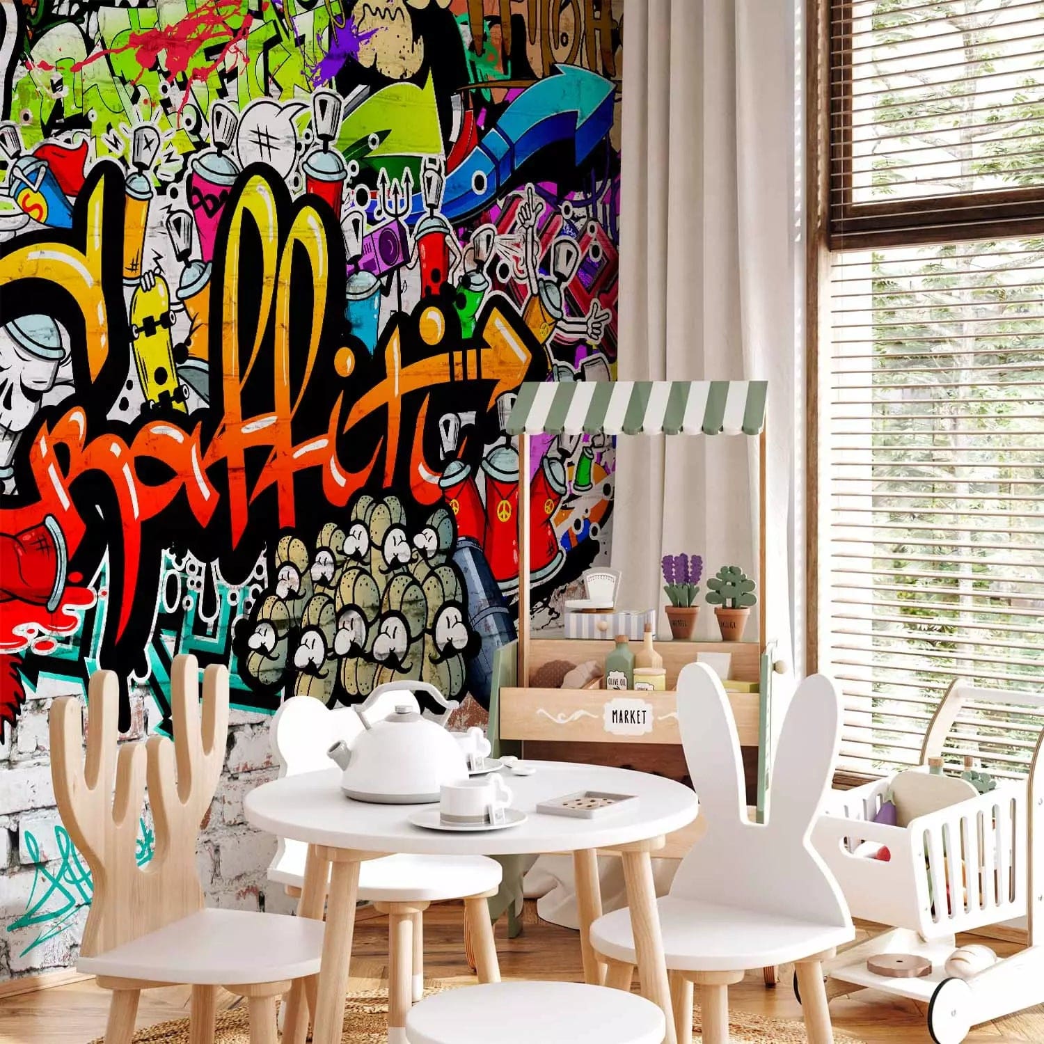 Fototapetes jauniešu istabai ar krāsainiem grafiti, 61930 G-ART