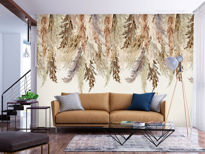 Wall Murals with leaves in beige shades - Sunlight, 142884 G-ART