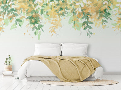 Wall Murals with leaves on white background, 142585 G-ART