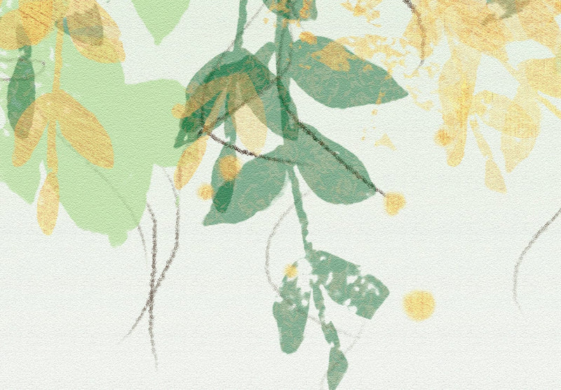 Фотообои с листьями на белом фоне, 142585 G-ART