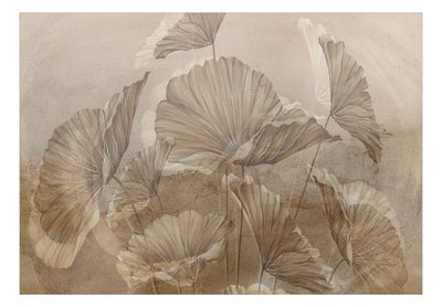 Фотообои с листьями в винтажном стиле - Бежевые листья, 142701 G-ART