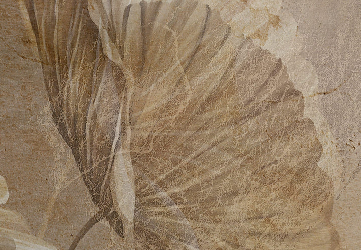 Fototapetes guļamistabai ar lapām vintāžas stilā - Bēšas lapas, 142701 G-ART