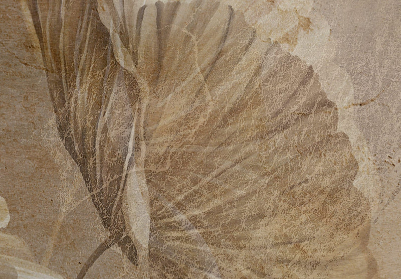 Wall Murals with leaves in vintage style - Beige leaves, 142701 G-ART