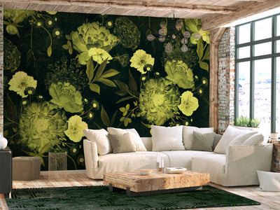 Wall Murals with poppies - Night awakening, green,143175 G-ART