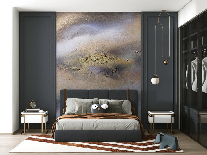 Fototapetes ar māksliniecisku dizainu - Zelta un pelēka abstrakcija D-ART