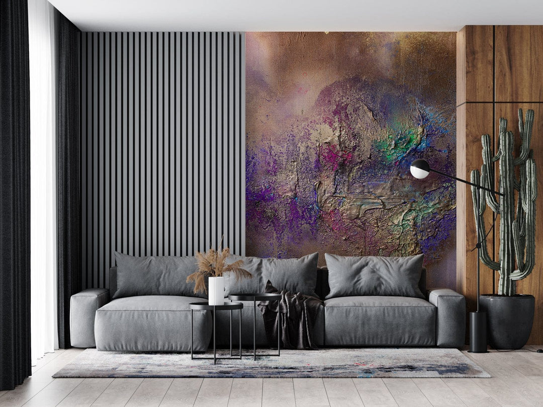 Fototapetes ar māksliniecisku dizainu - zeltā, zilā krāsā, 184x254 cm D-ART