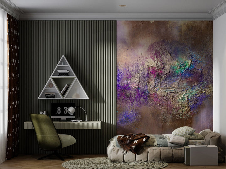 Fototapetes ar māksliniecisku dizainu - zeltā, zilā krāsā, 184x254 cm D-ART