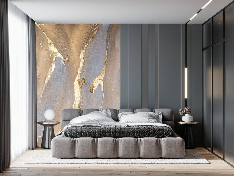 Wall Murals with artistic design - Golden marble, 184x254 cm D-ART