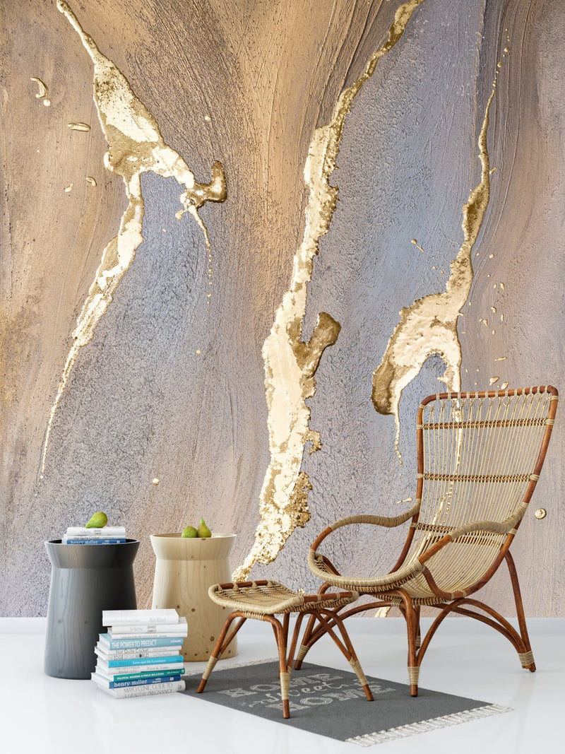 Wall Murals with artistic design - Golden marble, 184x254 cm D-ART