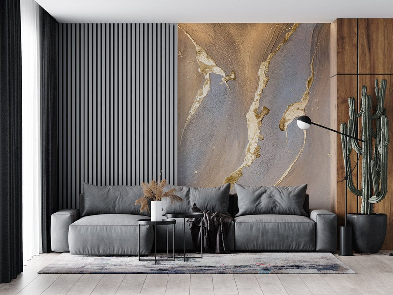 Valokuvatapetti taiteellisella muotoilulla - Kultainen marmori, 184x254 cm D-ART