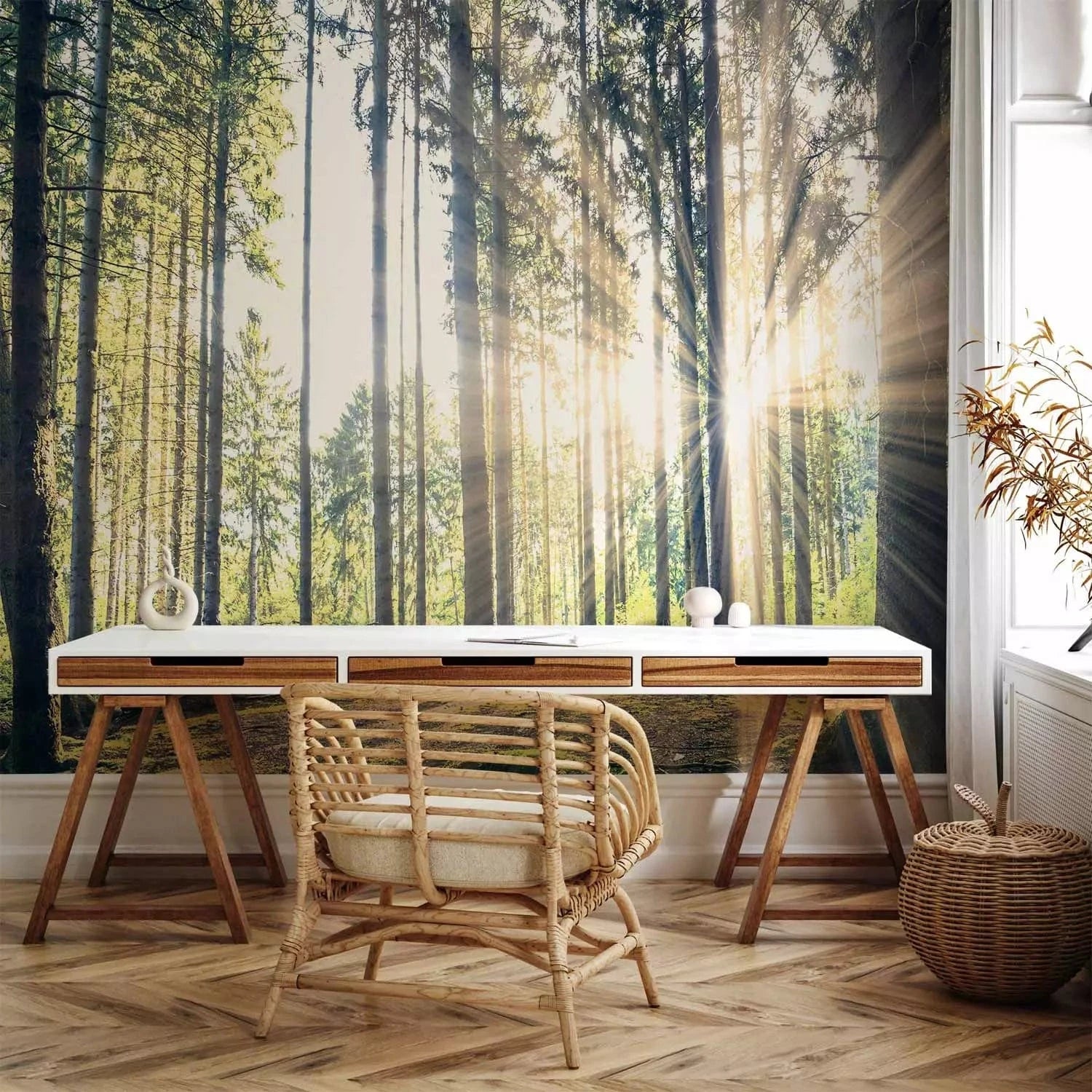 Fototapetes ar mežu - Pastaiga mežā, dabiskā zaļā krāsā G-ART