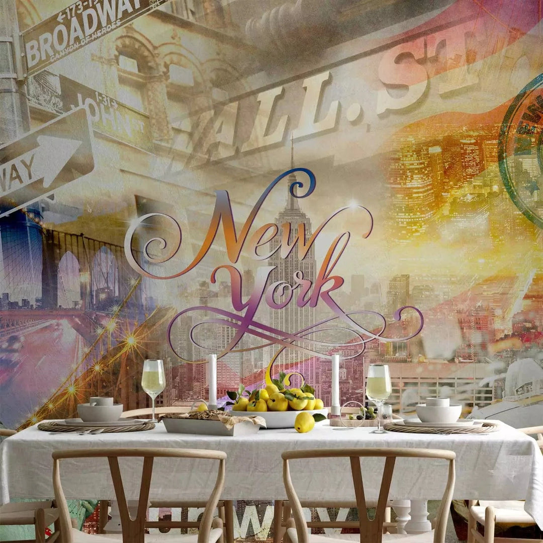 Fototapetes ar daudzkrāsainu Ņujorkas kolāžu G-ART
