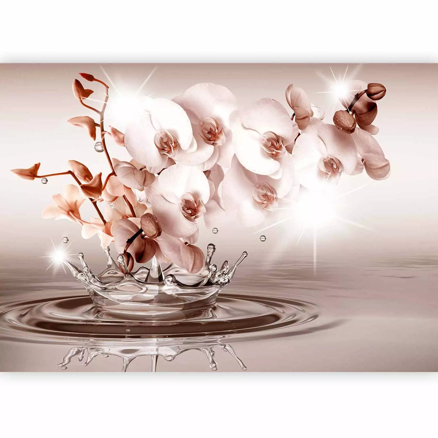 Fototapetes ar orhidejām siltos toņos - Maiguma pieskāriens - 71773 G-ART