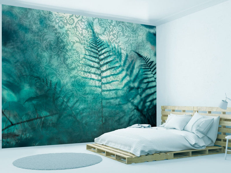 Wall Murals with fern leaves in turquoise -Silence of the Forest, 142720 G-ART