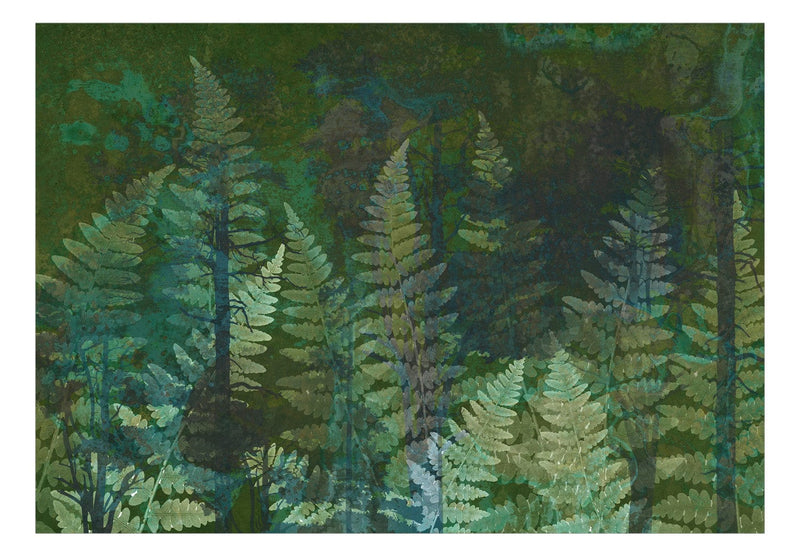 Фотообои с листьями папоротника в зеленом цвете - Папоротник в лесу, 143046 G-ART