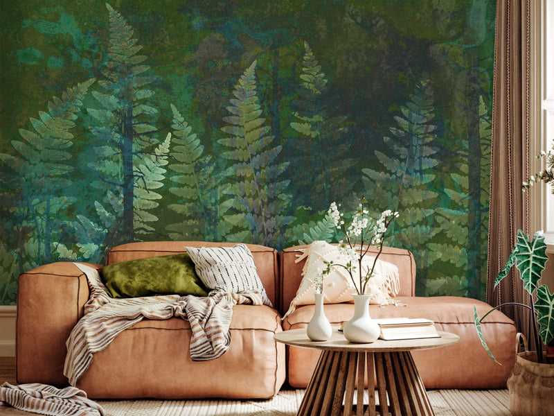 Wall Murals with fern leaves in green - Fern in the forest, 143046 G-ART