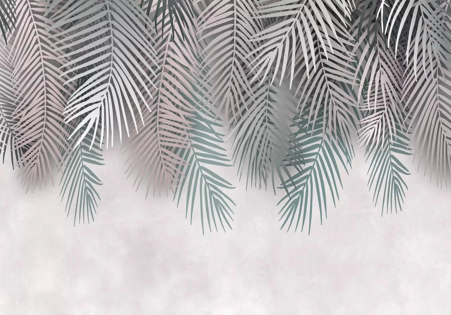 Fototapetes ar papardes lapām zaļā un silti pelēkā krāsā  G-ART