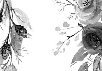 Фотообои с серыми розами на белом фоне, 143088 G-ART