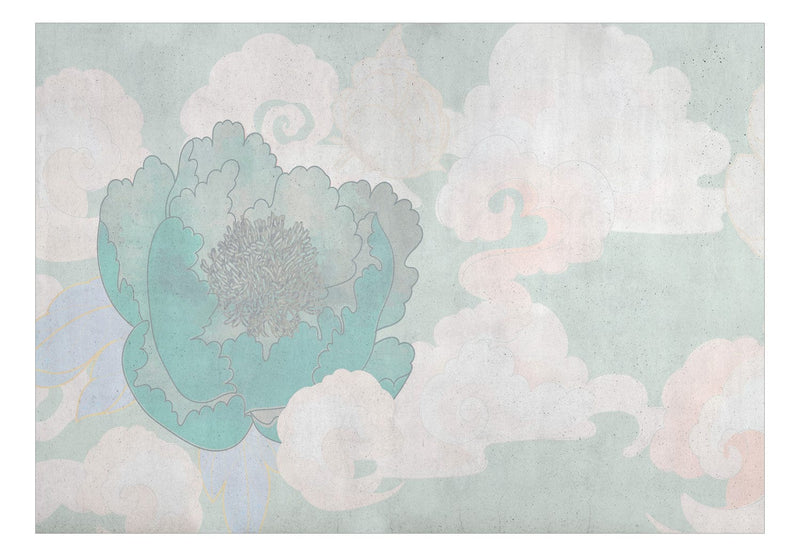 Wall Murals with peony in blue shades - Fine Peony, 142433 G-ART