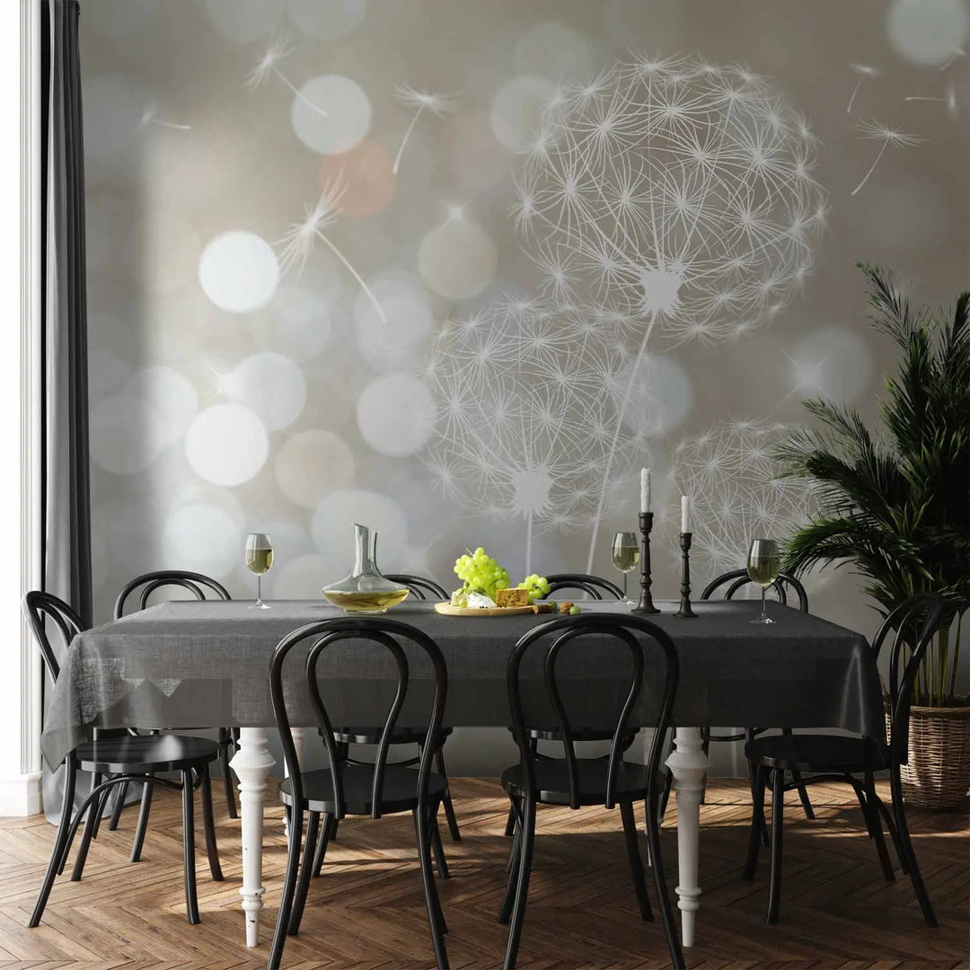 Fototapetes ar pienenēm uz silti pelēka fona, 64616 G-ART