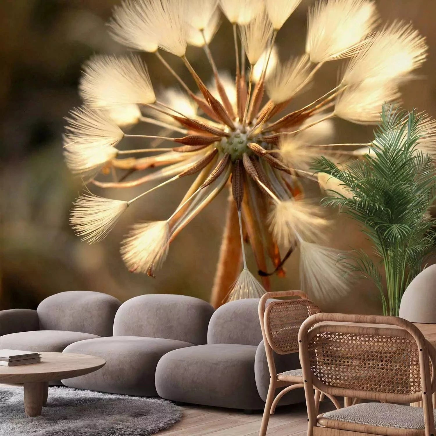 Fototapetes ar pienenēm - Vasaras laiks - pienenes, sēpijā toņos G-ART