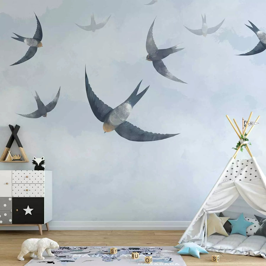 Fototapetes ar putniem - Putni uz mierīga zila debesu fona - 143791 G-ART