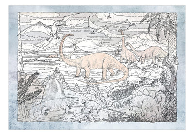 Wall Murals - Hand-drawn dinosaurs in pastel colours, 149238 G-ART