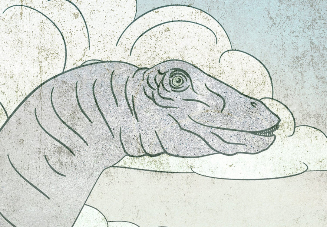 Fototapetes Dinozauru - Ar roku zīmēts dinozaurs pasteļkrāsāsās G-ART