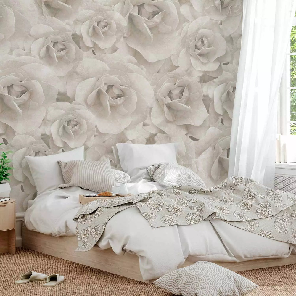 Fototapetes ar rozēm gaiši pelēkā krāsā - Dabas skaistums - 143819 G-ART