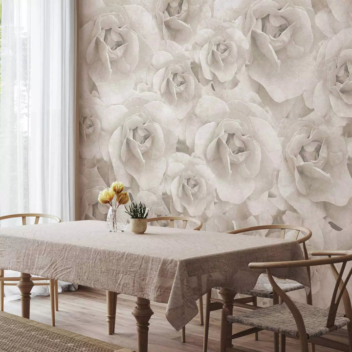 Fototapetes ar rozēm gaiši pelēkā krāsā - Dabas skaistums - 143819 G-ART