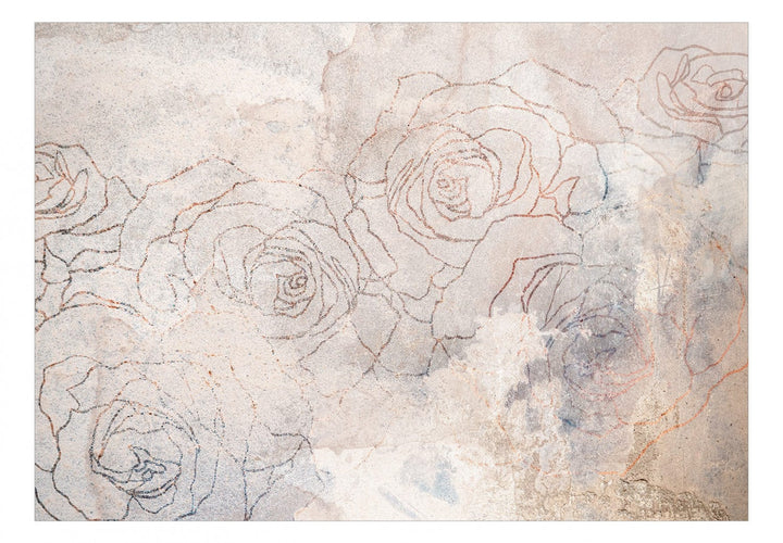 Fototapetes ar rozes siluetu uz abstrakta fona, Ziedu debesis - 143732 G-ART