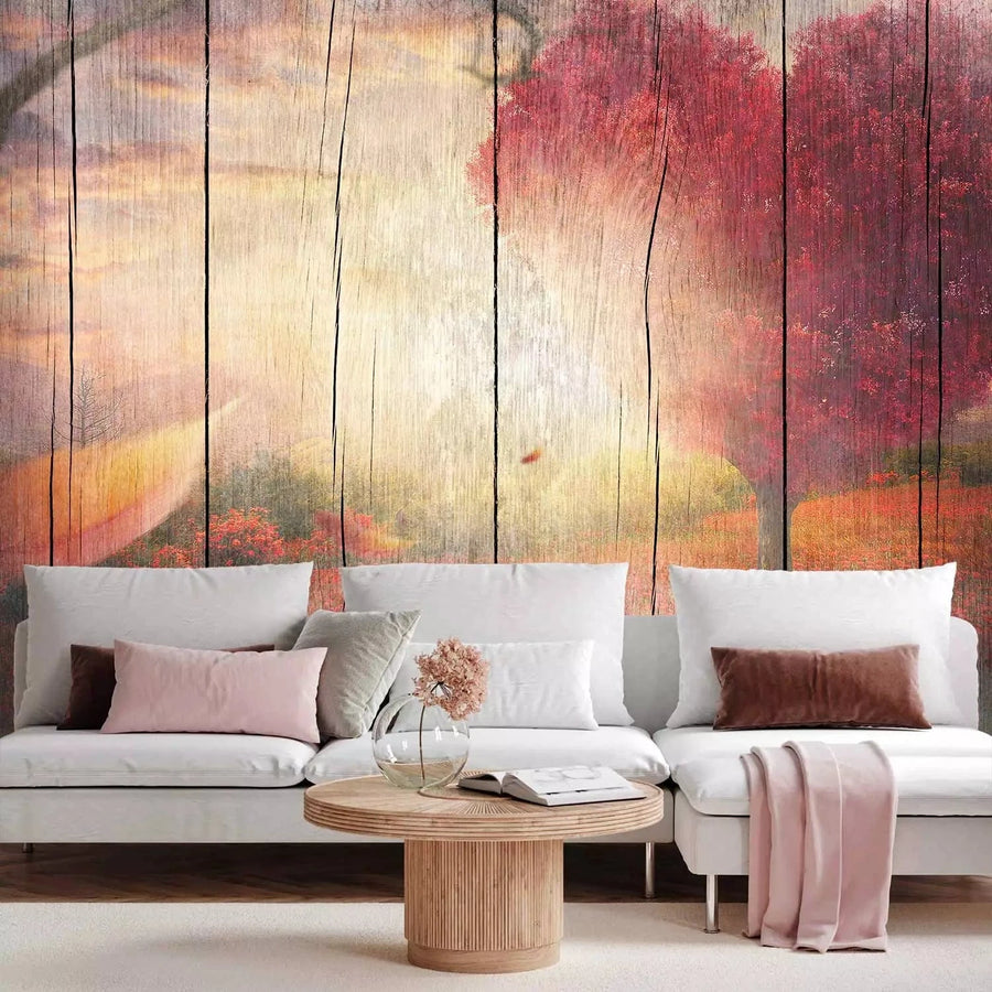 Fototapetes ar sirdsveida koku uz koka faktūras G-ART