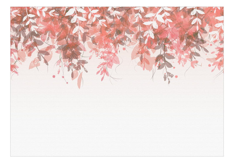Фотообои с красными листьями на белом фоне, 142587 G-ART