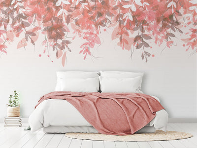 Wall Murals with red leaves on white background, 142587 G-ART