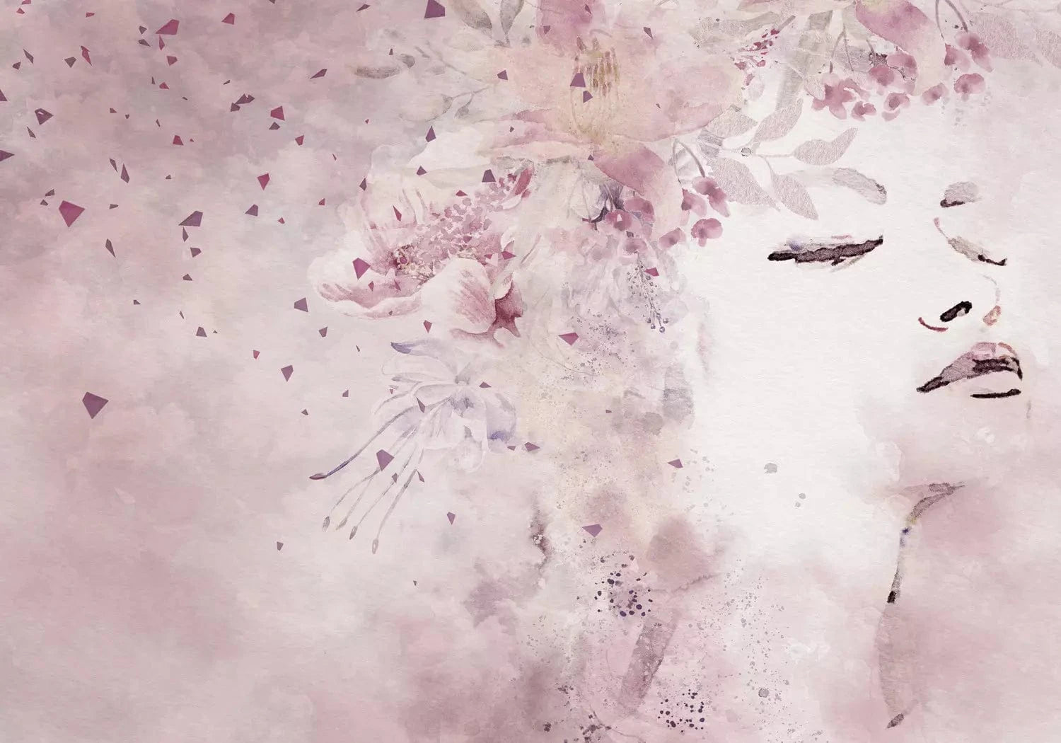 Fototapetes ar sievietes portretu, rozā krāsā - Pavasara sieviete G-ART