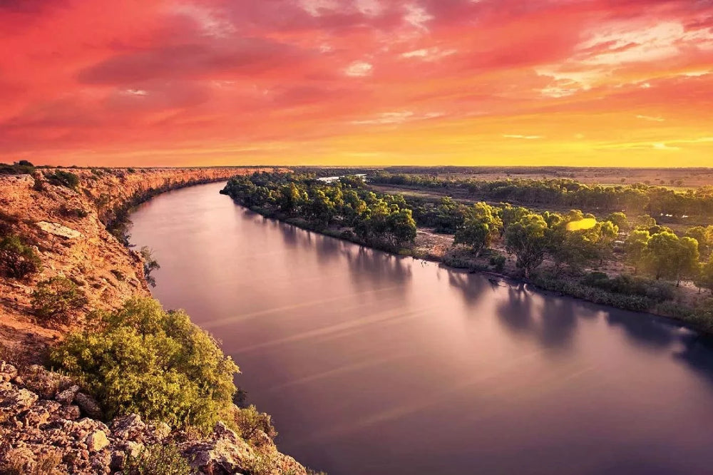 Fototapetes ar skaistu ainavu - Murray upe, Austrālija, oranžs saulriets D-ART