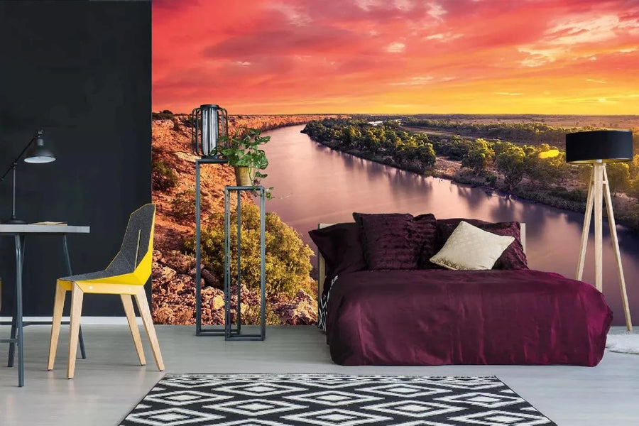 Fototapetes ar skaistu ainavu - Murray upe, Austrālija, oranžs saulriets D-ART
