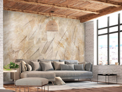 Wall Murals with feather pattern in beige - Wings of Icarus, 142580 G-ART